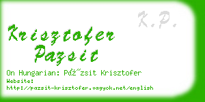 krisztofer pazsit business card